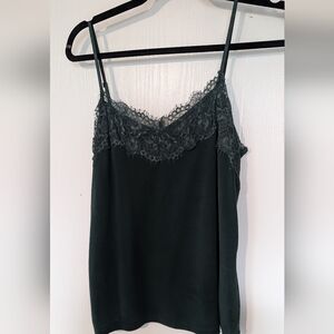 Lace Trim Dark Green Camisole